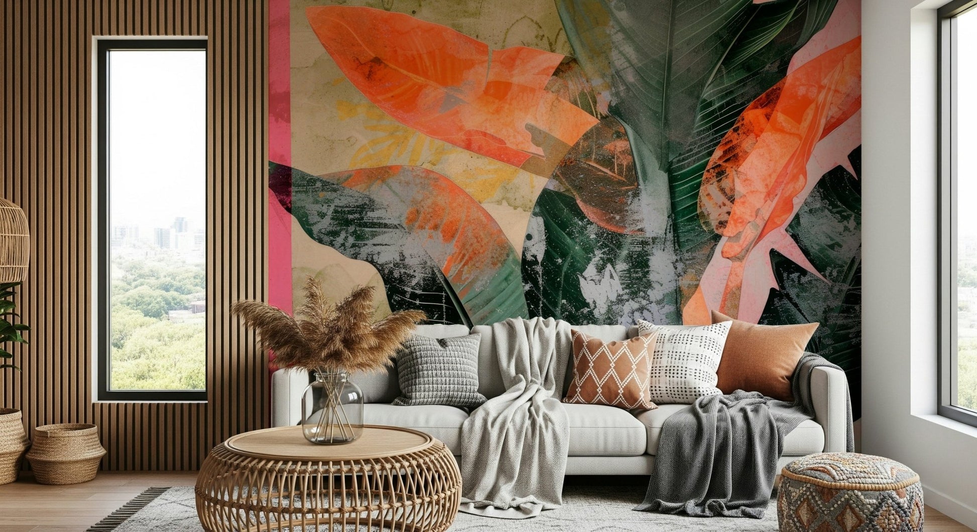 An artistic nature inspired mural for home decor.