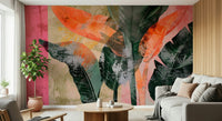 A beautiful modern art wall mural of plant leaves.