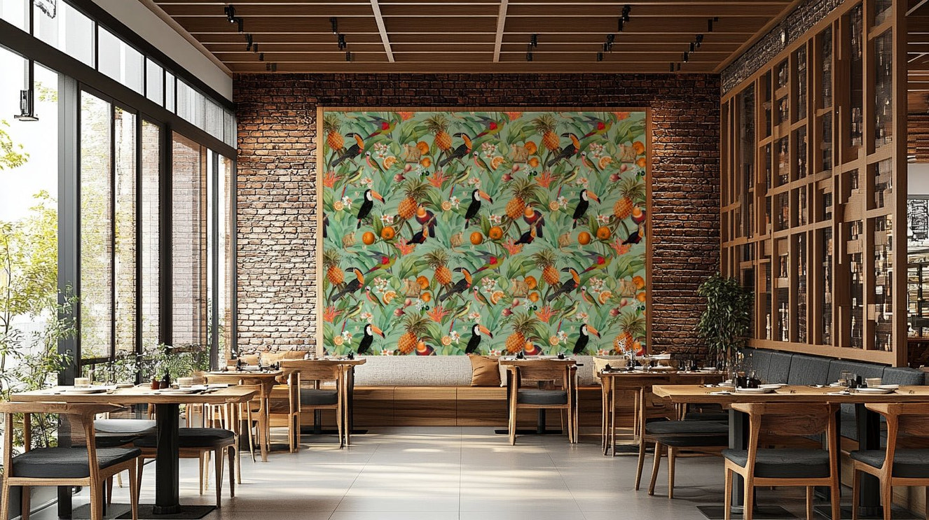 Bold tropical paradise design in Tropical Eden wallpaper.

