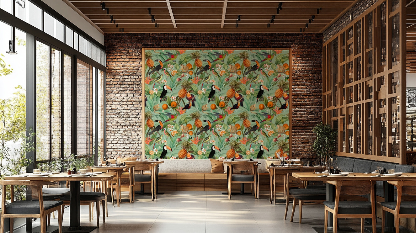 Bold tropical paradise design in Tropical Eden wallpaper.

