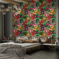 Tropical Eden wallpaper with lush green palm leaves


