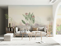 Elegant botanical art in an Eden's Touch wall mural for studies.