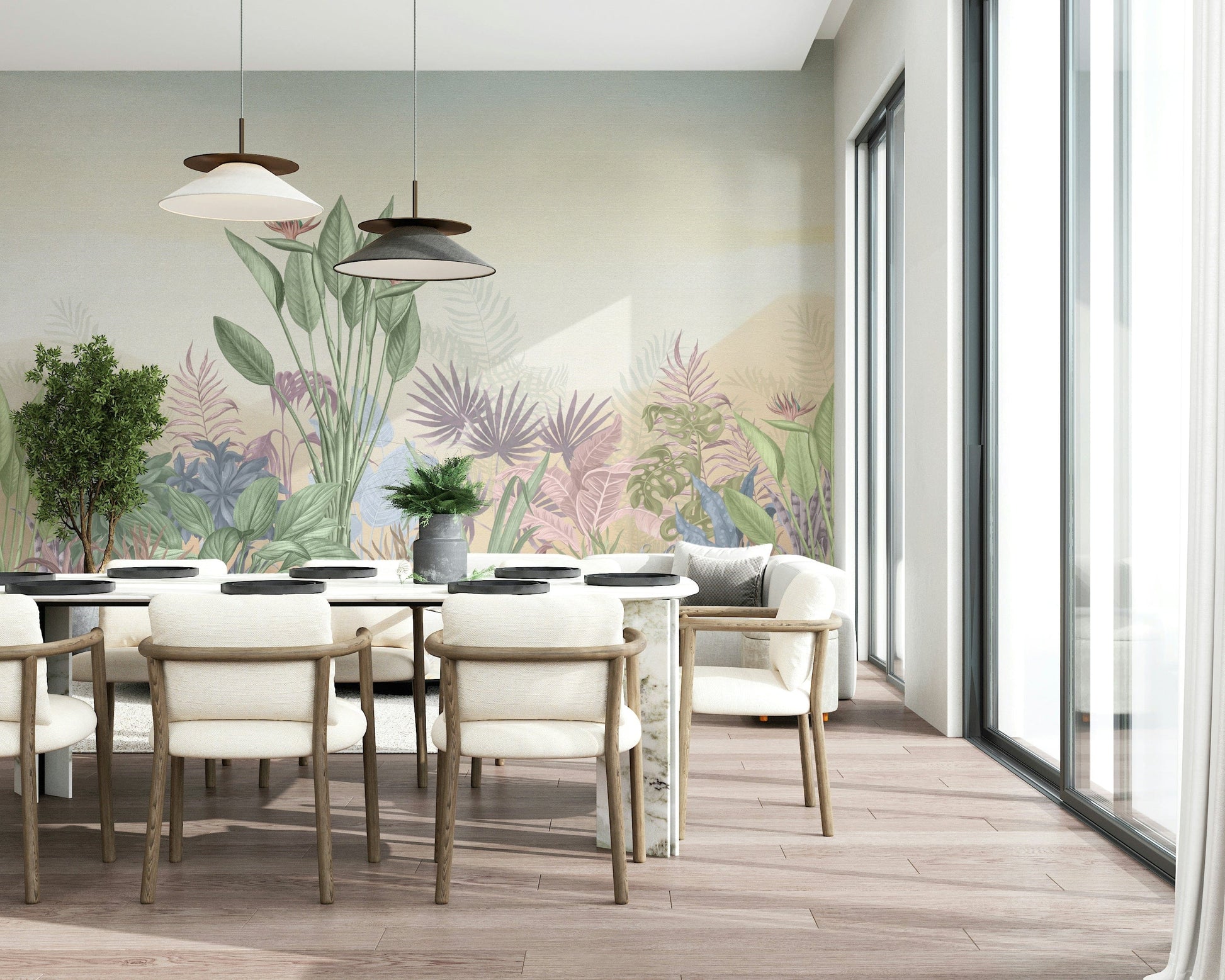 Nature inspired Eden's Touch wall mural for a serene feature wall.