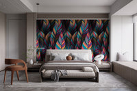 Lush Tropical Feather Fantasy Mural Wallpaper
