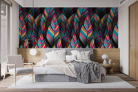 Colorful Tropical Feather Wall Mural for Rooms
