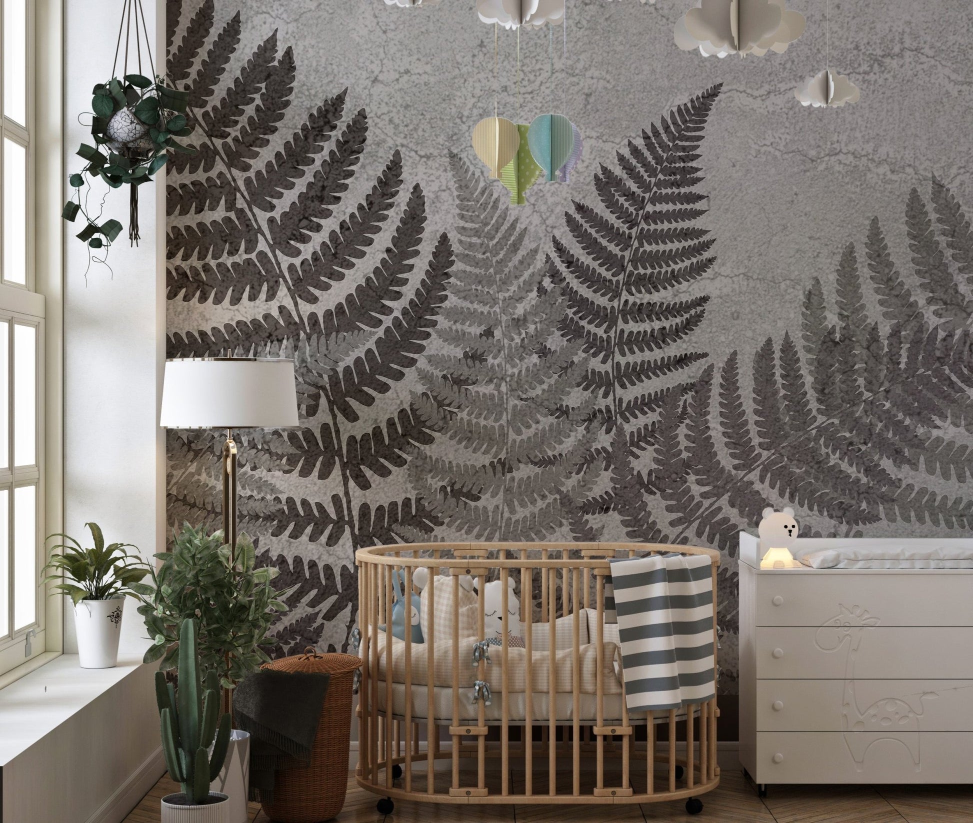 Botanical fern wall decor mural, B451