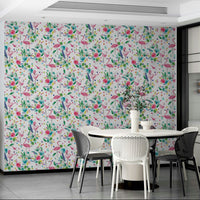 Flamingo jungle design wallpaper for kids' rooms

