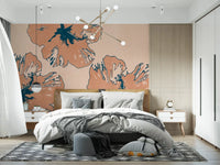 Deep blue centers shape Tropical Flow Summary wall mural with soft floral balance