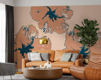 Modern Tropical Flow Summary wall mural in an office with peach floral contrast