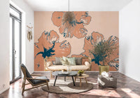 Contemporary flower pattern styles Tropical Flow Summary wall mural with airy depth
