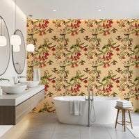 Decorative bird surface in Tropical Flowers vintage Wallpaper