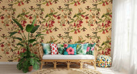 Hallway featuring Tropical Flowers and Hummingbirds Wallpaper