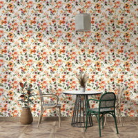 Colorful floral wall mural with tropical leaves

