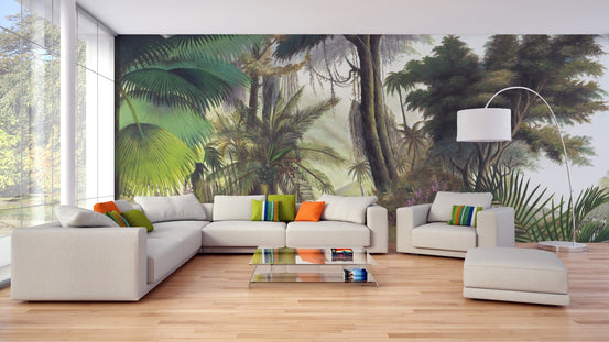 Misty tropical forest mural A425
