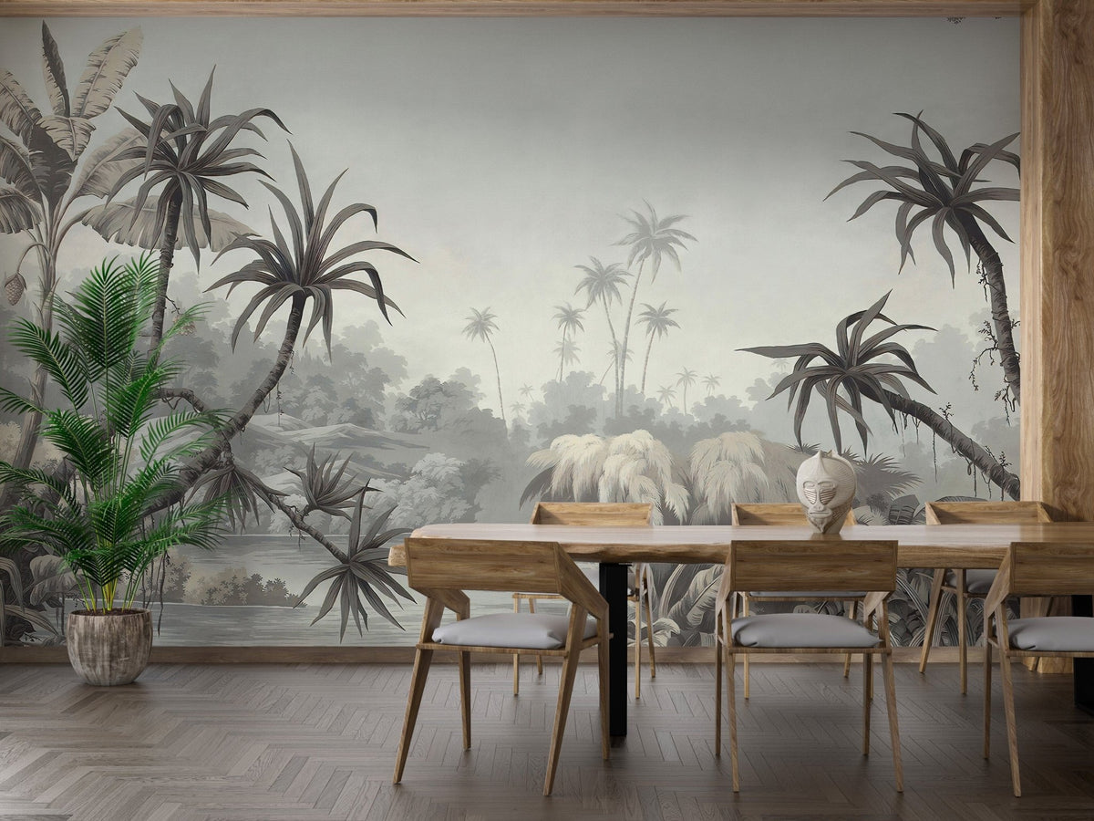 Scenic countryside tropical wall mural tones A427
