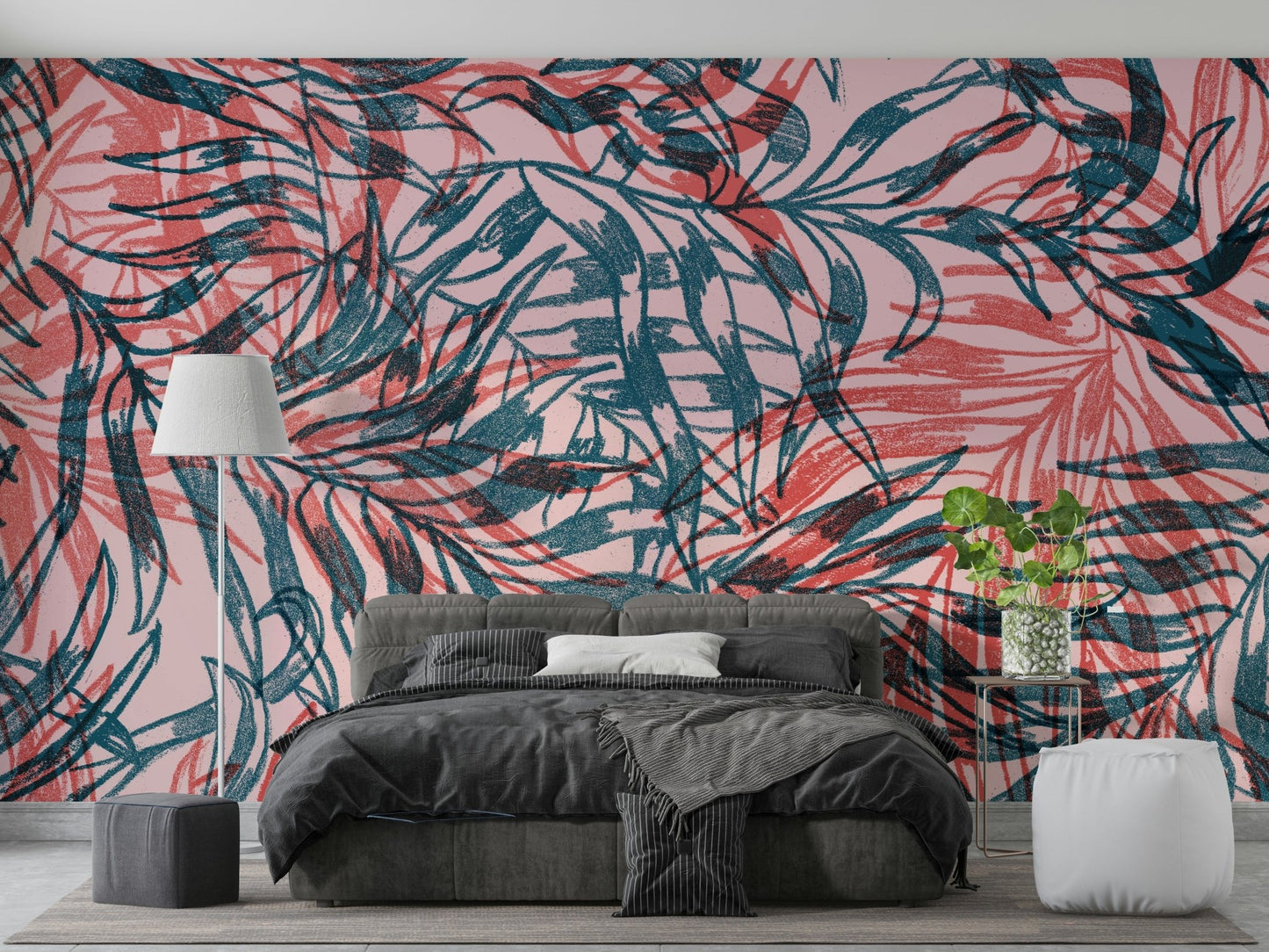 Modern tropical mural wallpaper full view

