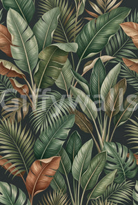 Tropical Foliage Mystique wall mural featuring plant textures, GD9418