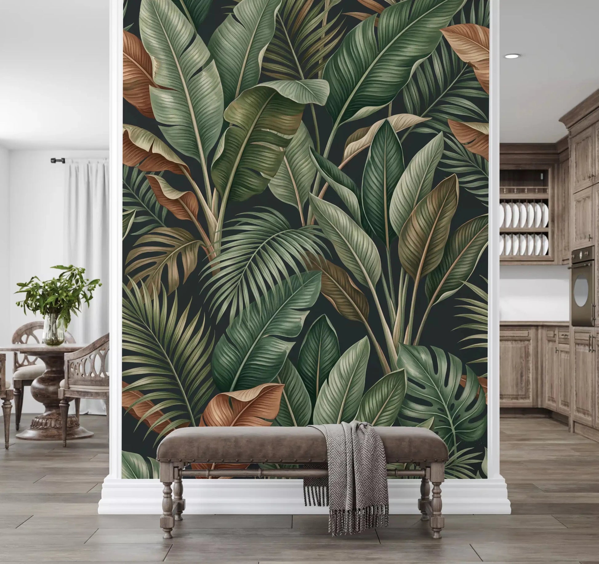 Green leaf wall mural Tropical Foliage Mystique natural theme, GD9418