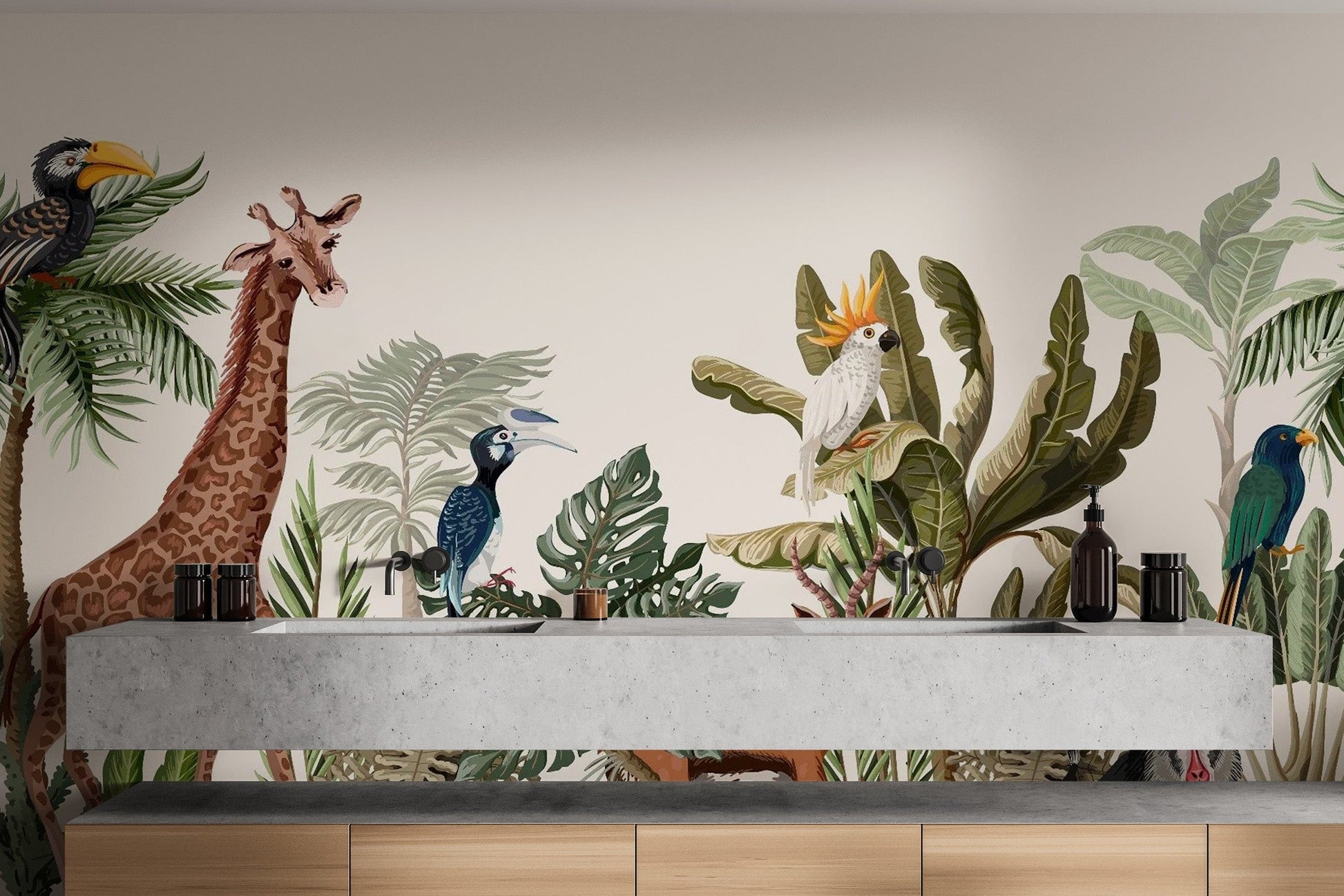 Lush Tropical Forest Animal Wallpaper for Interiors