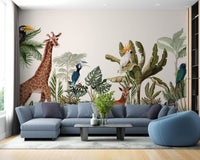 Reusable Tropical Forest Animal Wall Mural for Spaces
