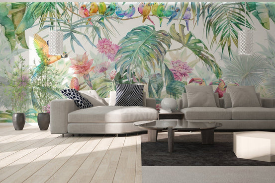 Tropical Forest Birds Wallpaper Mural B494