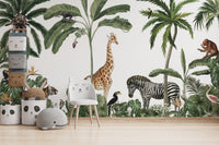 Safari animals wallpaper featuring giraffe and zebra
