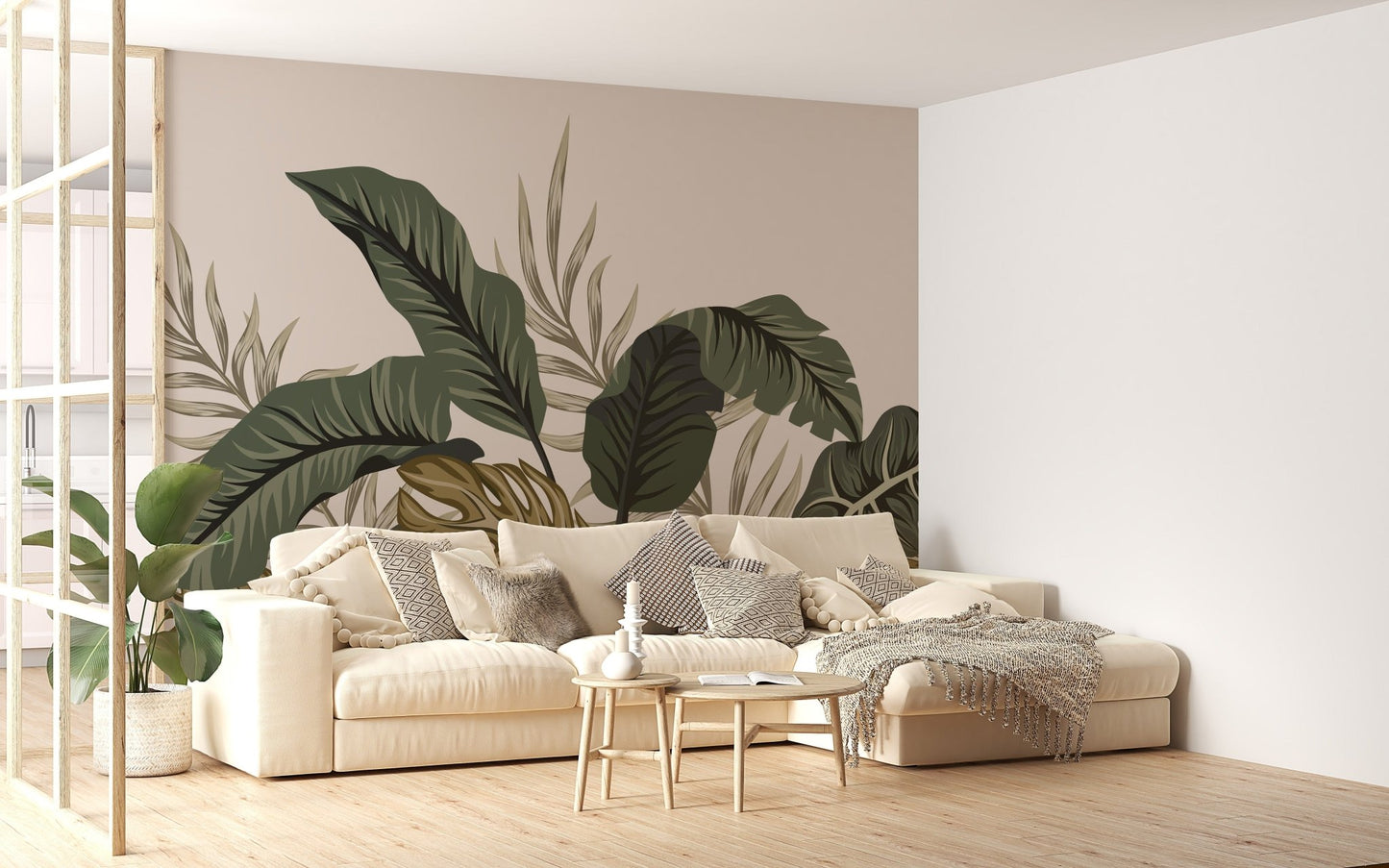 Tropical Leaves & Fern Design Wallpaper Mural - Giffywalls A671