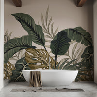 Tropical leaves wallpaper for bathroom A671