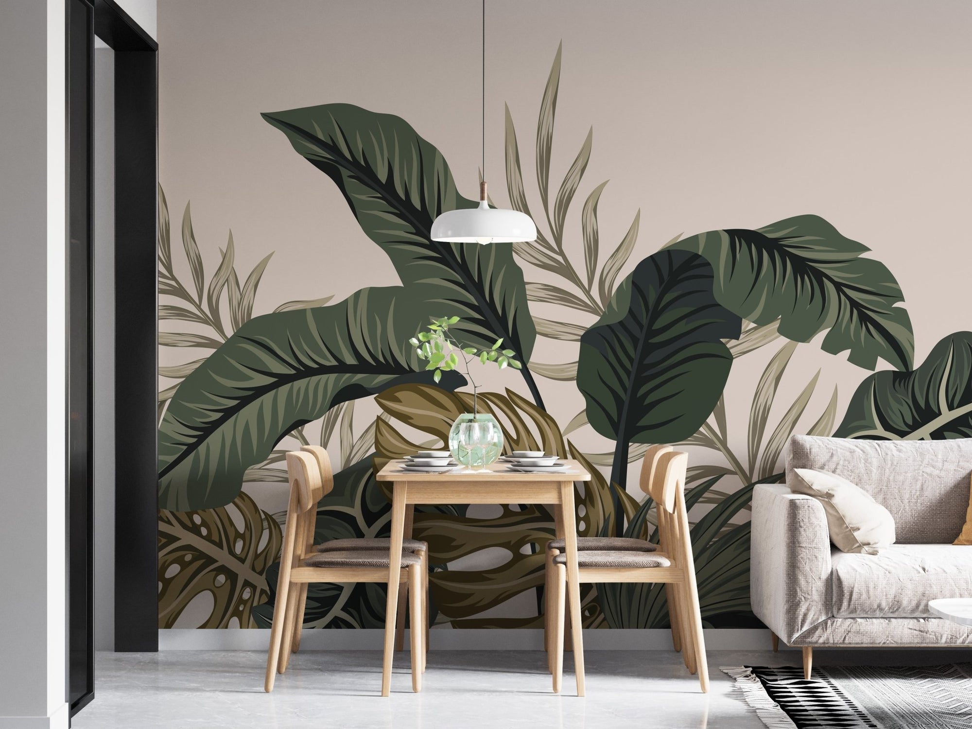 Tropical leaves and fern design wallpaper A671

