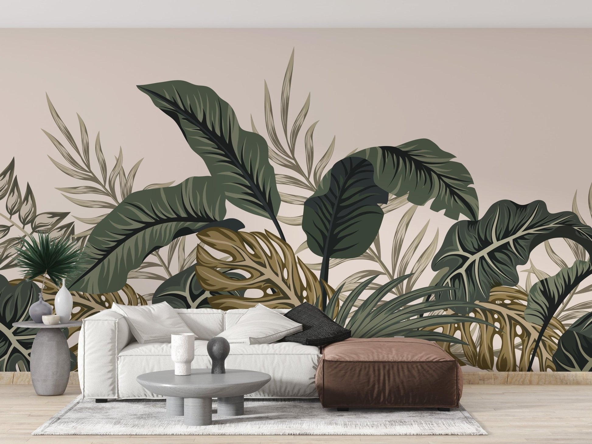 Tropical Leaves & Fern Design Wallpaper Mural - Giffywalls A671