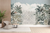 Artistic garden gate with tropical accents
