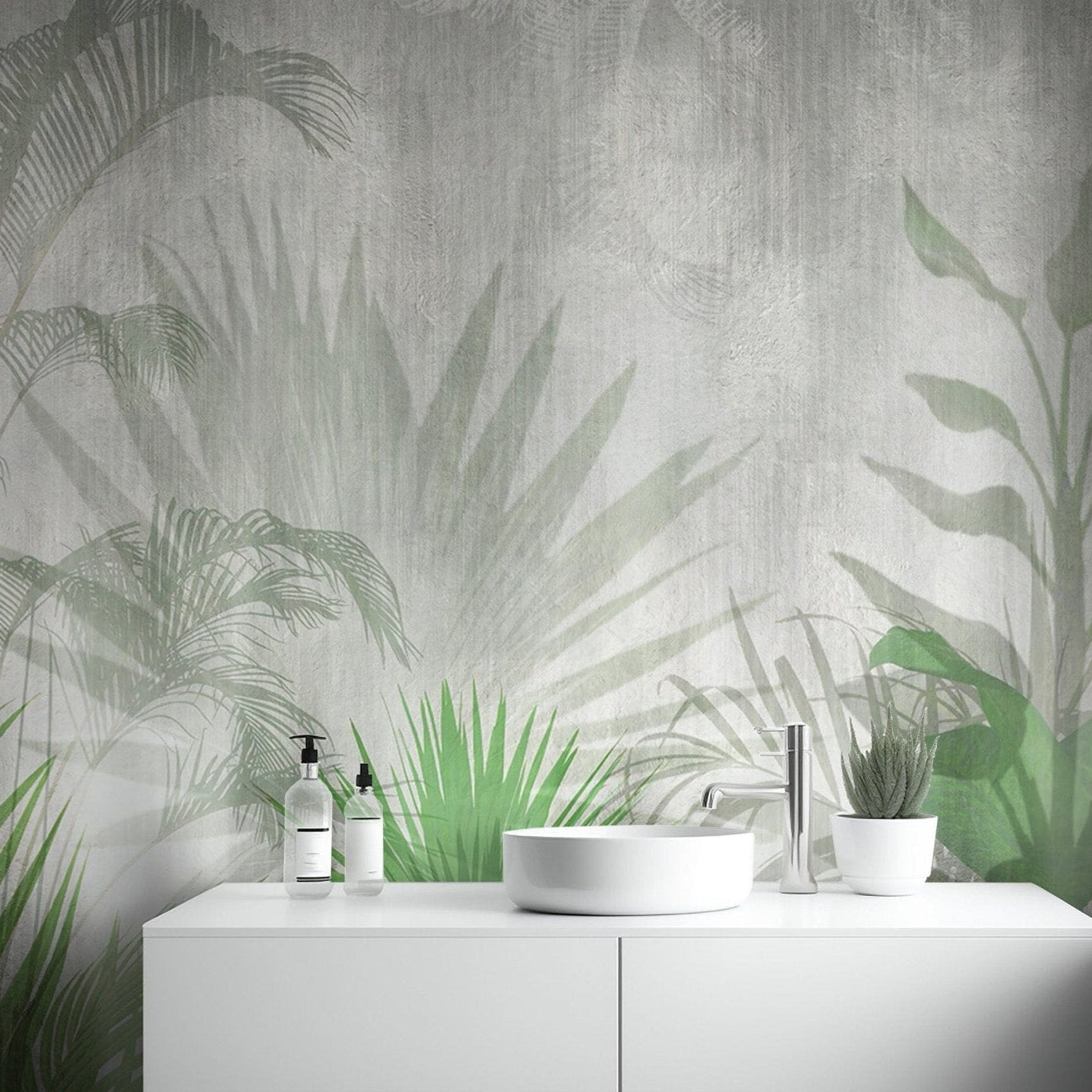 Luxurious Tropical Green Leaf Wallpaper Decor