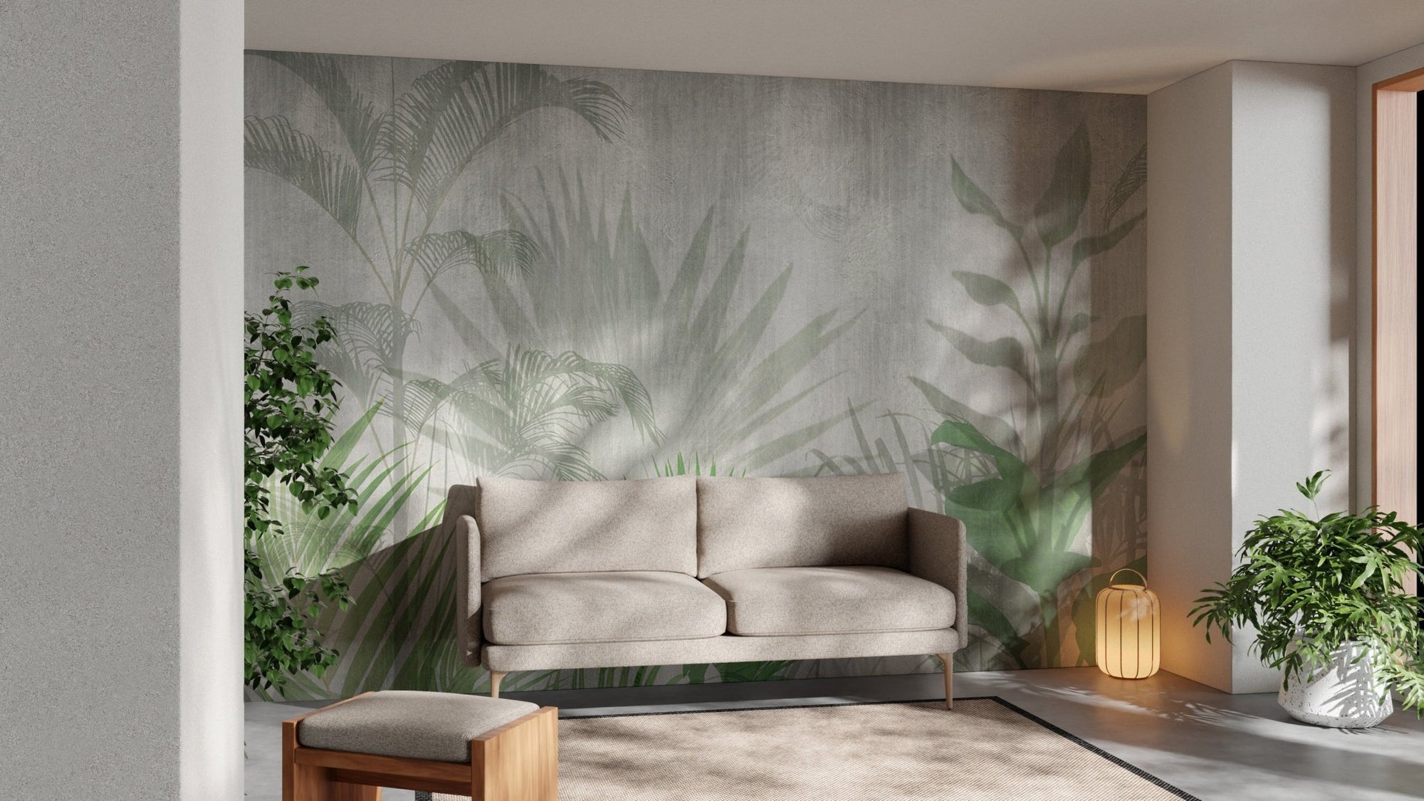 Tropical Green Leaf Wallpaper Murals B496