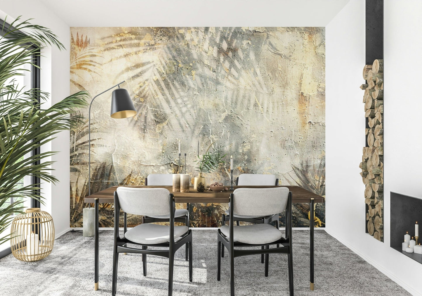 A serene abstract leaf wall mural for bold decor.