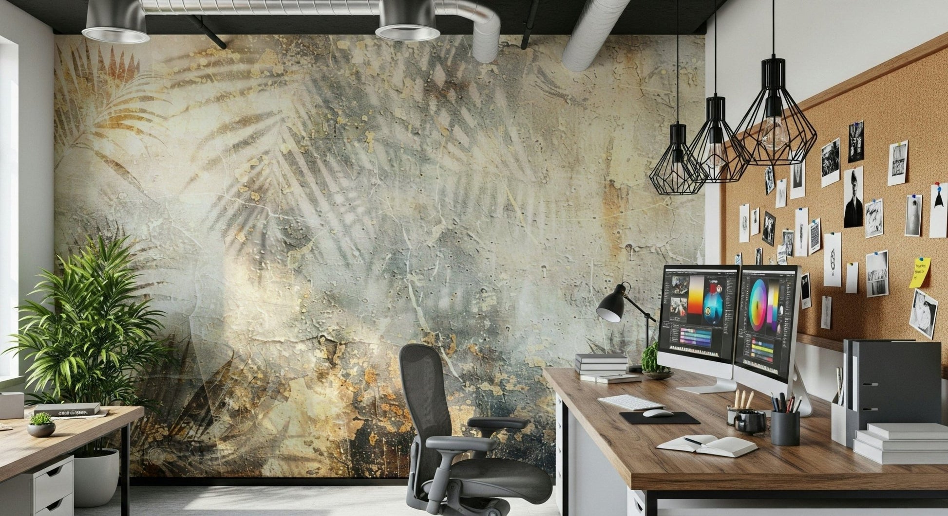 An artistic nature inspired mural for home decor.