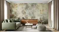 A beautiful modern art wall mural of distressed plant leaves.