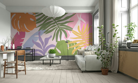 Vibrant Tropical Hues Wall Mural features bright botanical art GD5094