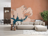 Contemporary flower wall mural with soft petals and strong dark center