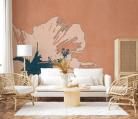 Open floral composition gives this Tropical Ink Flower wall mural a calm look