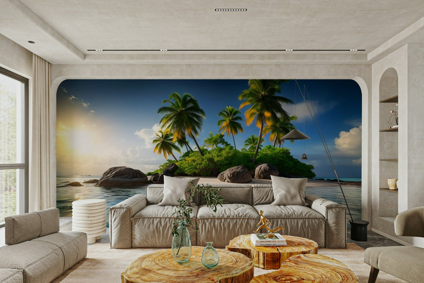 The water is a clear turquoise and calm.

