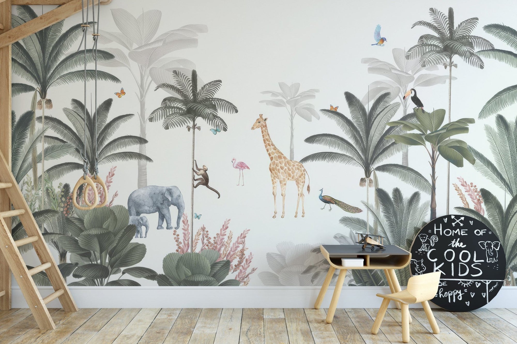 Tropical jungle animal wallpaper design, C128
