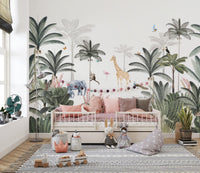 Tropical Jungle Animal Wall Mural - Giffywalls