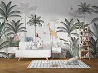Jungle animals and plants wall mural

