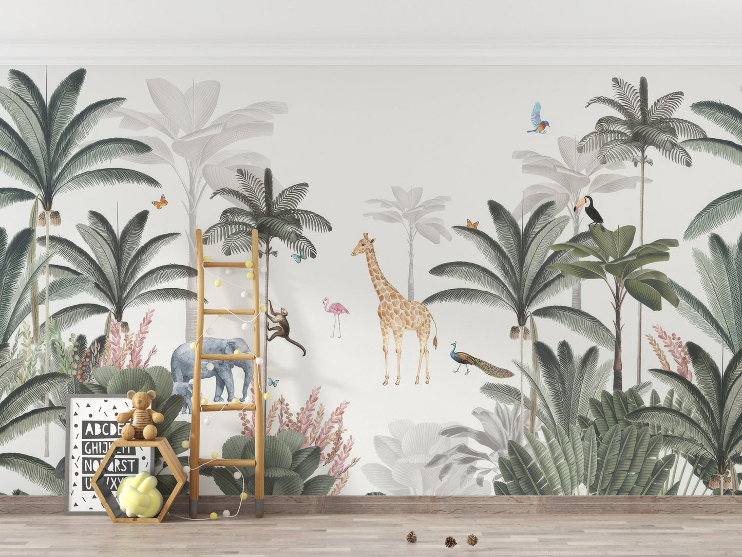 Tropical Jungle Animal Wall Mural - Giffywalls