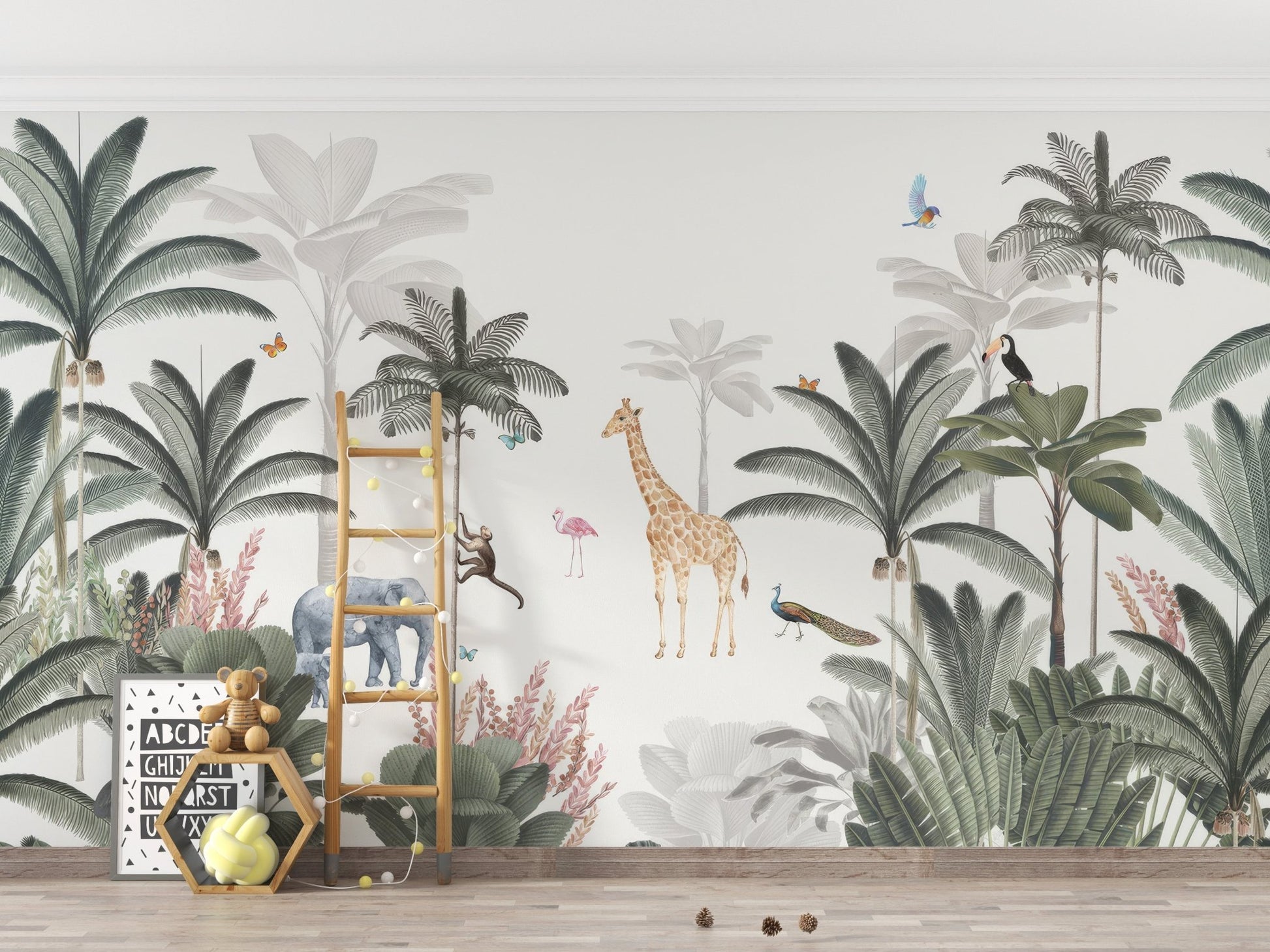 Tropical Jungle Animal Wall Mural - Giffywalls