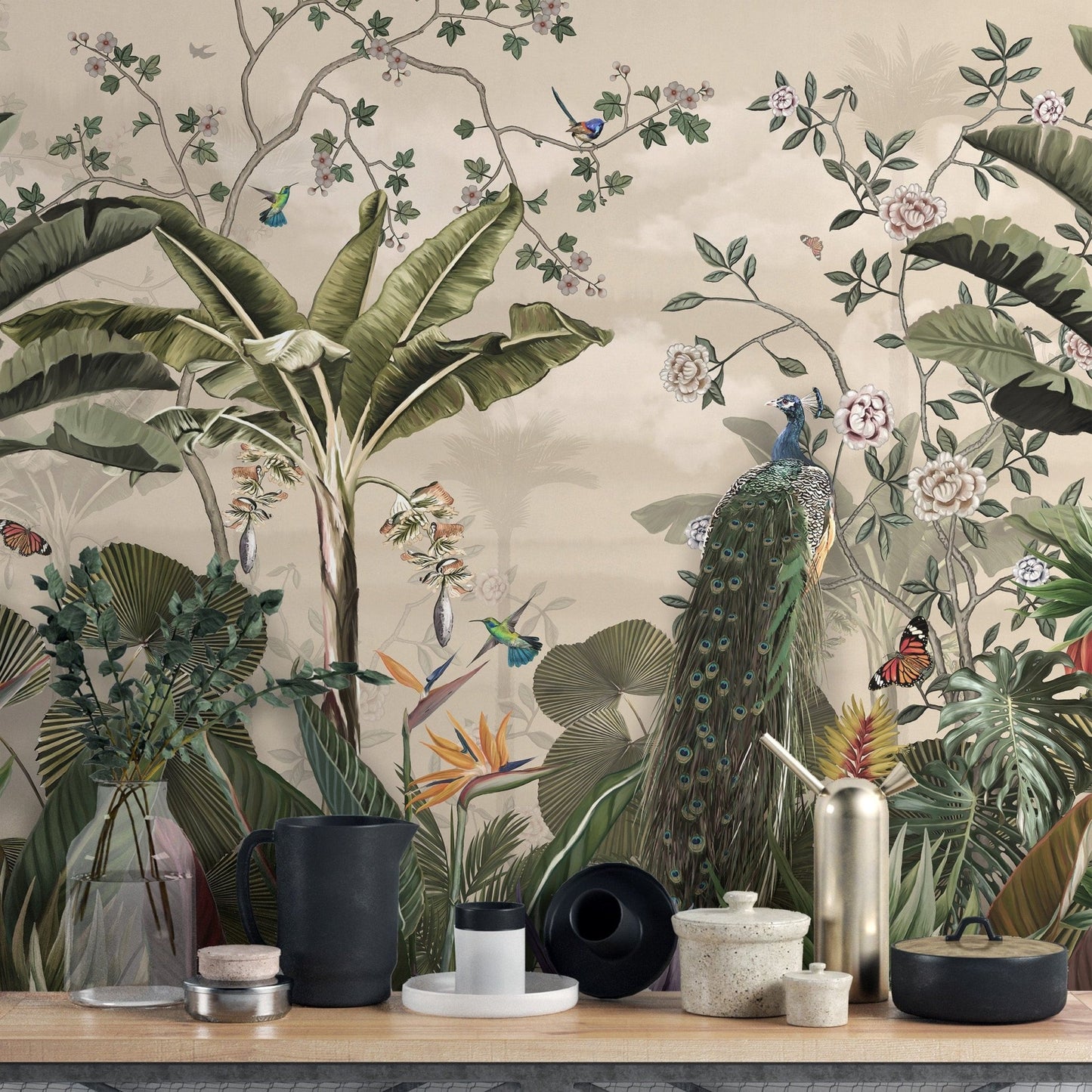 Tropical bird wallpaper for rooms
