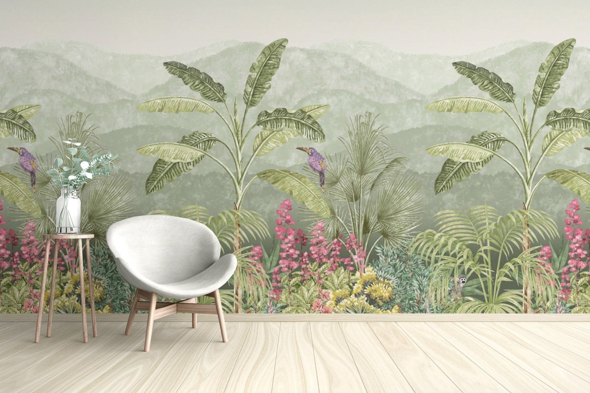 "Vibrant tropical wallpaper with wild plants" D244
