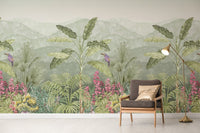 "Jungle wallpaper with birds and palm trees" D244
