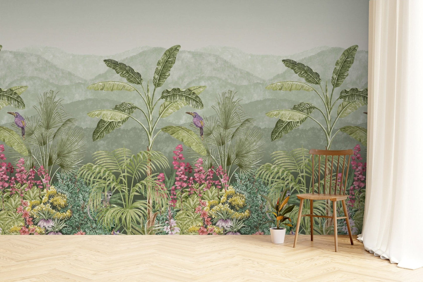 "Botanical jungle wallpaper with wildflowers" D244
