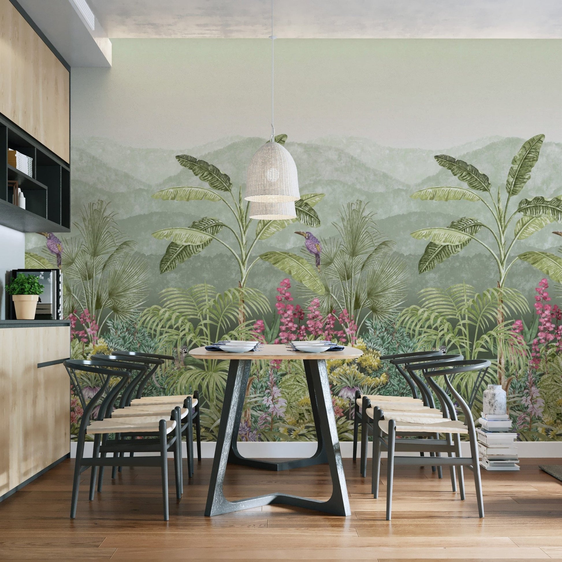"Lush jungle wallpaper with tropical plants" D244
